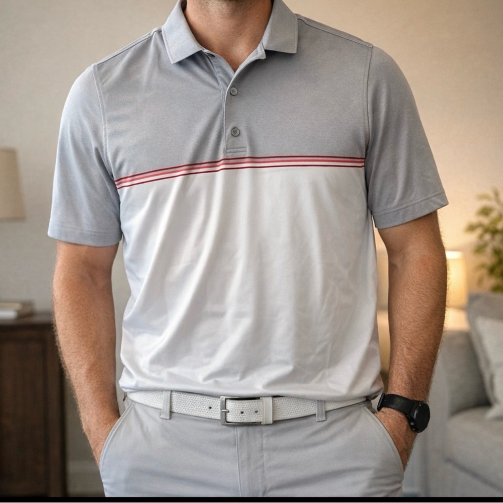 Men's FootJoy Gray and white Golf Polo